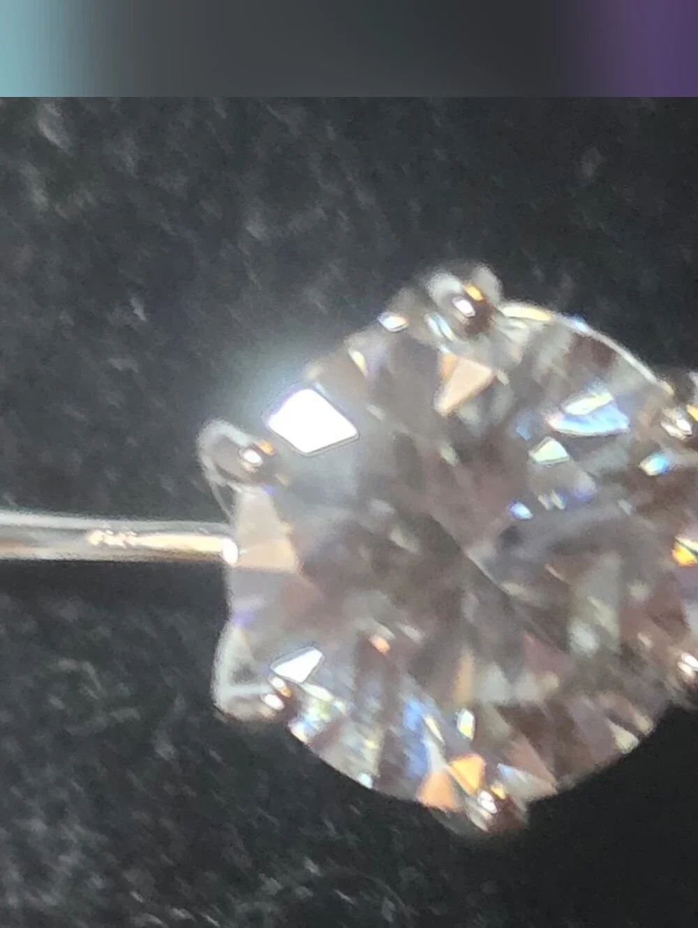 Brilliant Clear 6 Prong Solitaire Moissanite Diamond Ring in Sterling Silver